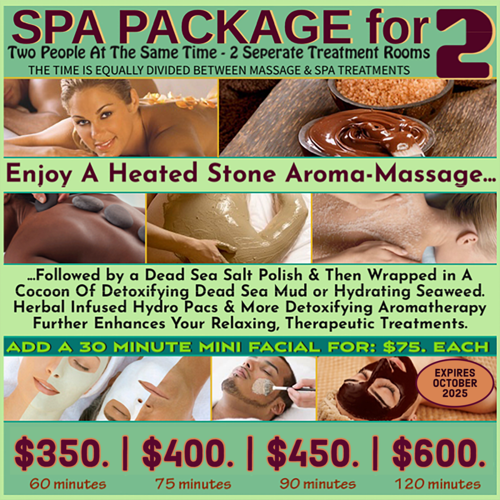 Massage & Spa Package for 2 people @ Bodies Kneaded Massage Spa  South Beach Miami Since 1996  www.BodiesKneaded.com  305.535.2424  