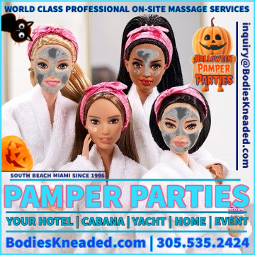 2024 Halloween massage parties @ Bodies Kneaded Massage Spa South Beach Miami Since 1996 www.BodiesKneaded.com 305.535.2424